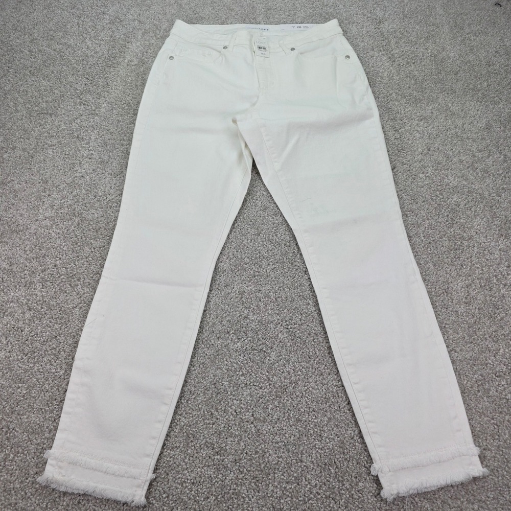 New‎ Loft Curvy Skinny Jeans White Frayed Hem Slim Pockets Size 6 28 26793290